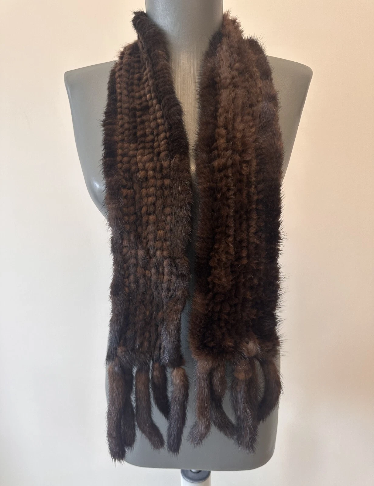Mink fur Lond Scarf in brown