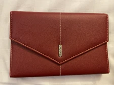 Vintage portable rolodex wallet style. red,  leather like 8"x5"