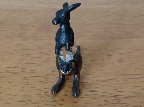 Manon Swarovski Cristal Canguro con Joey 3" Figura Tono Dorado 1984 Trimlite - Imagen 2 de 5