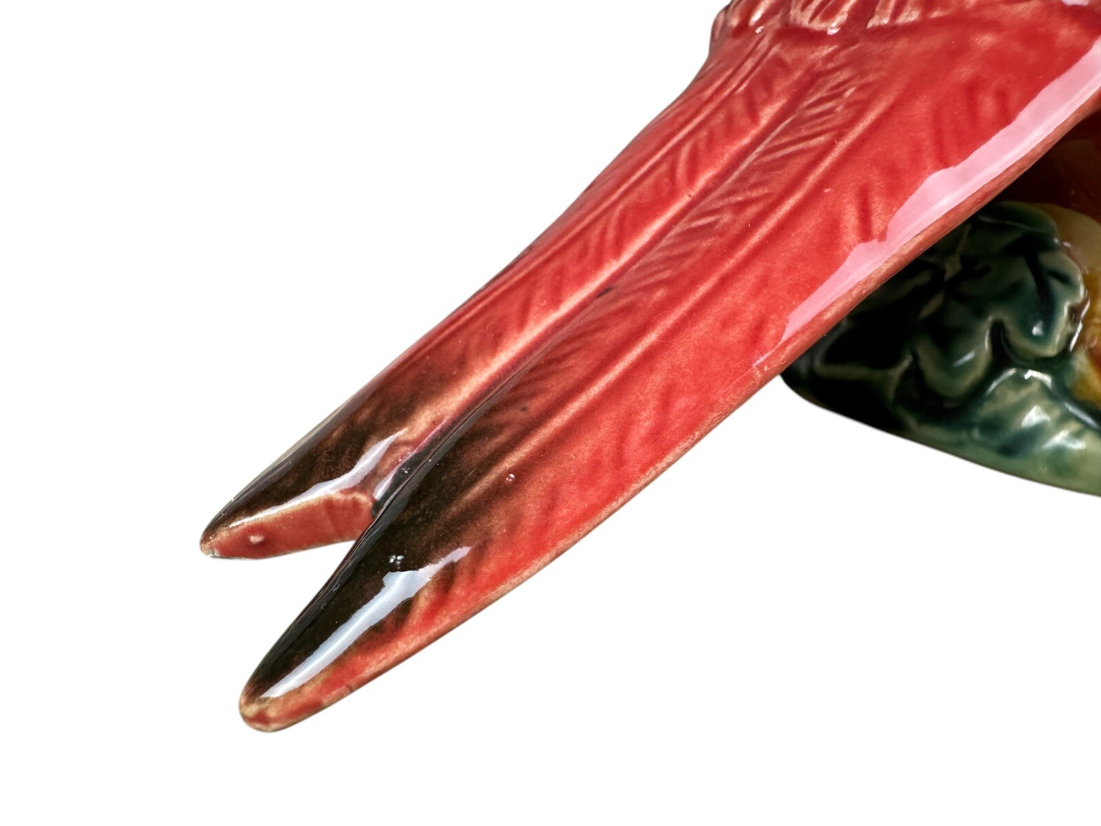 Vintage MCM Red Ceramic Pheasant Figurine Woodland Bird Statue Mid Century Mod