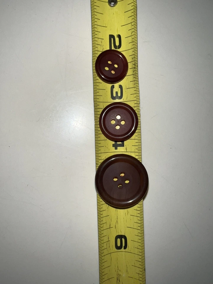 Set 3 BURBERRYS VINTAGE BURBERRY BUTTONS Brown w Hint of Red Burberry Genuine - Image 4 of 4