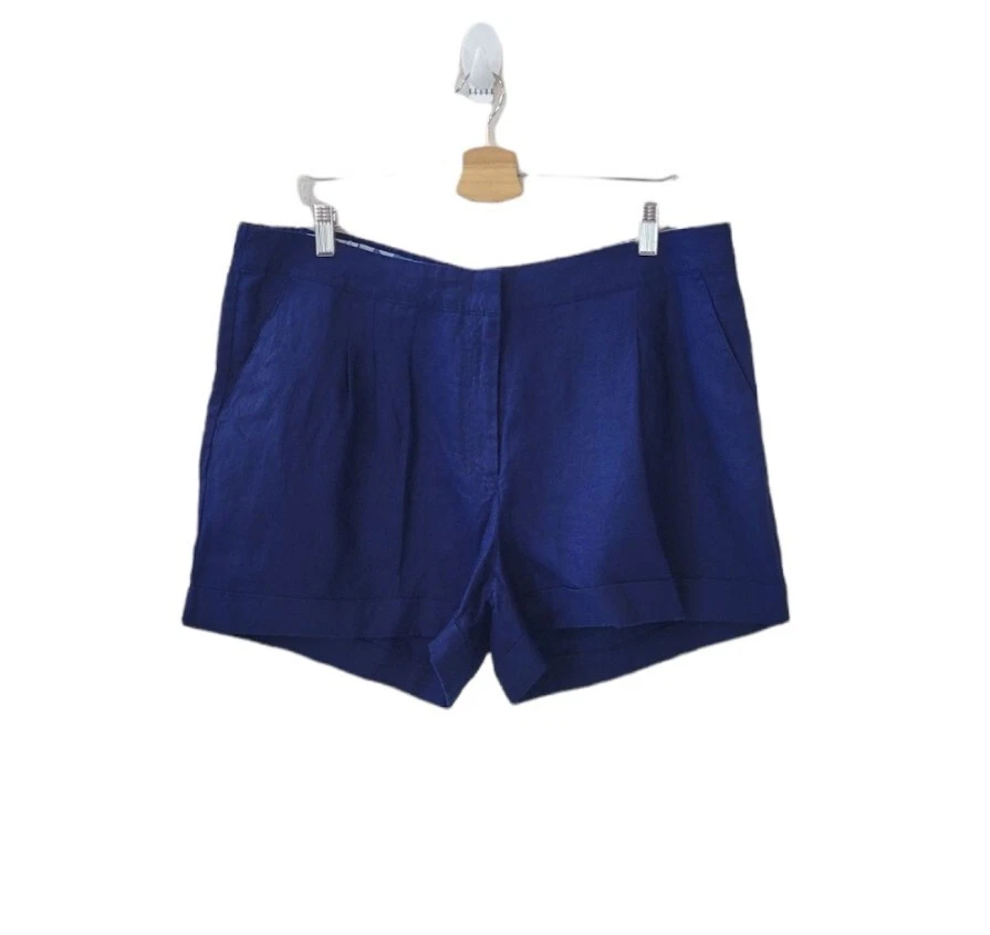NWT BODEN US 14 Navy Lottie 100% Linen Shorts Women