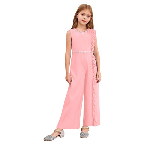Kids Girls Jumpsuit Belted Catsuits Sparkling Romper Party Costumes Event Shiny - Picture 44 of 60