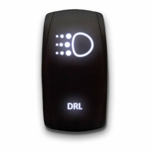 WHITE Laser LED Rocker Switch Light 20A 12V ON OFF - DRL DAYTIME RUNNING LIGHTS - 第 1/6 張圖片