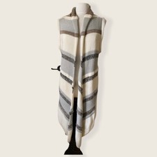 Chico's Duster Cardigan Vest open Sweater ribbed Size Sz 1 or reg 6 8