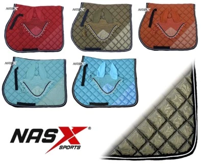 NASX SPORTS ® SET Luxus Sattelauflagen mit passendem Fliegenschleier Set Ohrhaube gepolstert UK Lager