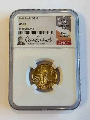 2019 $10 1/4 oz American Gold Eagle NGC MS 70 Don Everhart Hand Signed