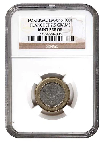 NGC Graded Portugal 100 Escudo Blank Planchet Km 645