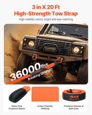 VEVOR Heavy Duty Tow Strap Recovery Kit 3 in x 20 ft MBS-36,000 lbs Tree Saver