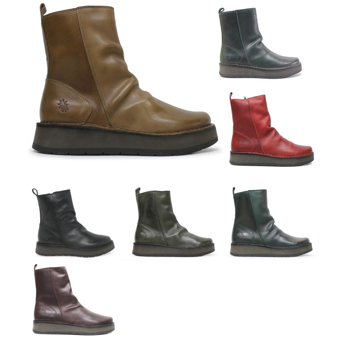 Fly London Womens Boots RENO053FLY Casual Zip Up Ankle Outdoor Rug Leather