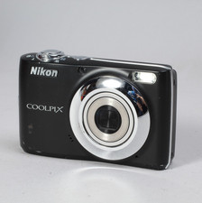 BLACK NIKON COOLPIX L-24 14MP POINT  SHOOT BROKEN BATT DOOR WORKS
