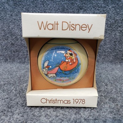 VTG Walt Disney Christmas Ball Ornament Santa Mickey Dumbo  1978 Schmid