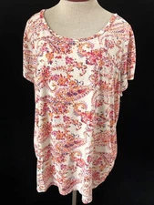 JMS knit top Size 2X 18 20 short cap sleeve paisley Just My Size