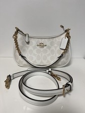 Coach Teri Shoulder Bag Signature Canvas white/gold with tags