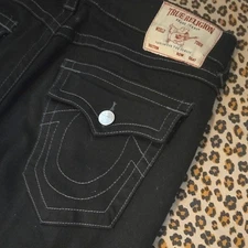 True Religion Ricky Big T Men's Black Relaxed Straight Jeans - Size 36