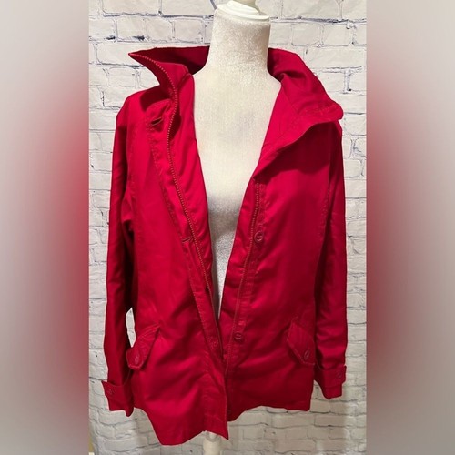Land's End Red Full Zip And Button Lighweight Jacket Coat Womens Size XL/18 - Picture 2 of 11