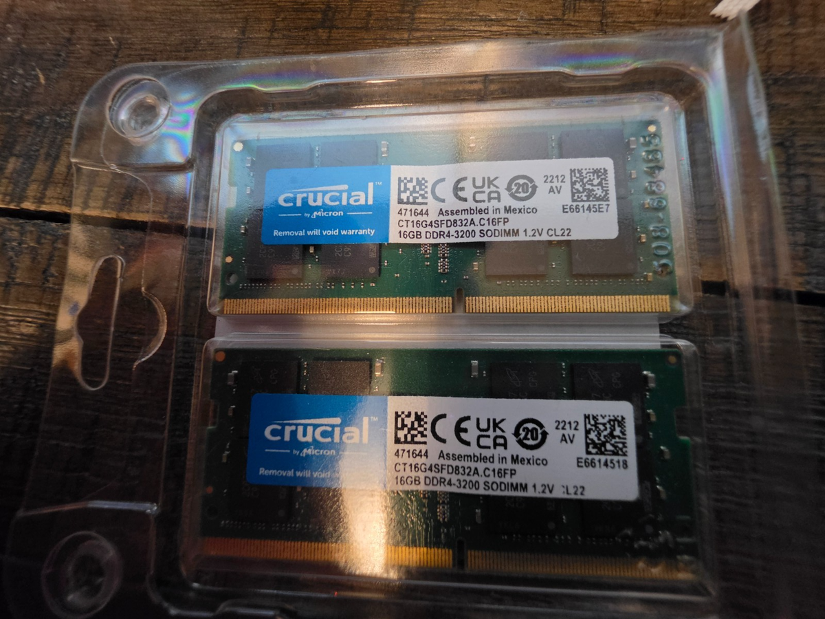 Crucial 32GB (2x16GB) DDR4 3200MHz SODIMM Laptop RAM Memory Kit