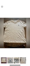 Polo Ralph Lauren Men's White Cotton V-Neck T-Shirt L Jersey Logo Embroidered