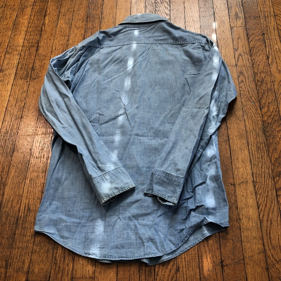 True Vintage Washington Dee Cee Denim Chambray Shirt Men Size 14.5 Blue 60s - Image 2 of 4