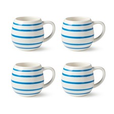 Dockside Blue Stoneware Mug Set - 4pk, 20 oz, Coastal-Inspired, Chip-Resistant