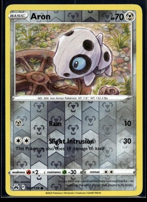 Aron 087/159 Common Crown Zenith Pokemon Reverse Holo Near Mint