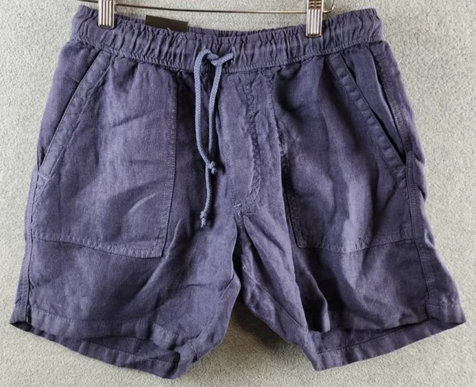 The Men's Store at Bloomingdale's Linen Solid 7" Shorts 32 Navy Drawstring Waist