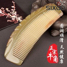 Natural OX Comb handle Wide/Fine Toothed Comb Massage Brush Antistatic