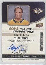 2018-19 MVP NHL Player Credentials Access Entry Level Eeli Tolvanen Auto 3ug