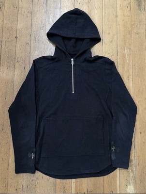 Chrome Hearts Black Cotton Knit Half Zip Hoodie with Cross Patch Accents