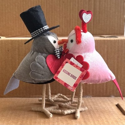 Valentine s Day 2026 Festive Voice Kissing Fabric Birds - NWT