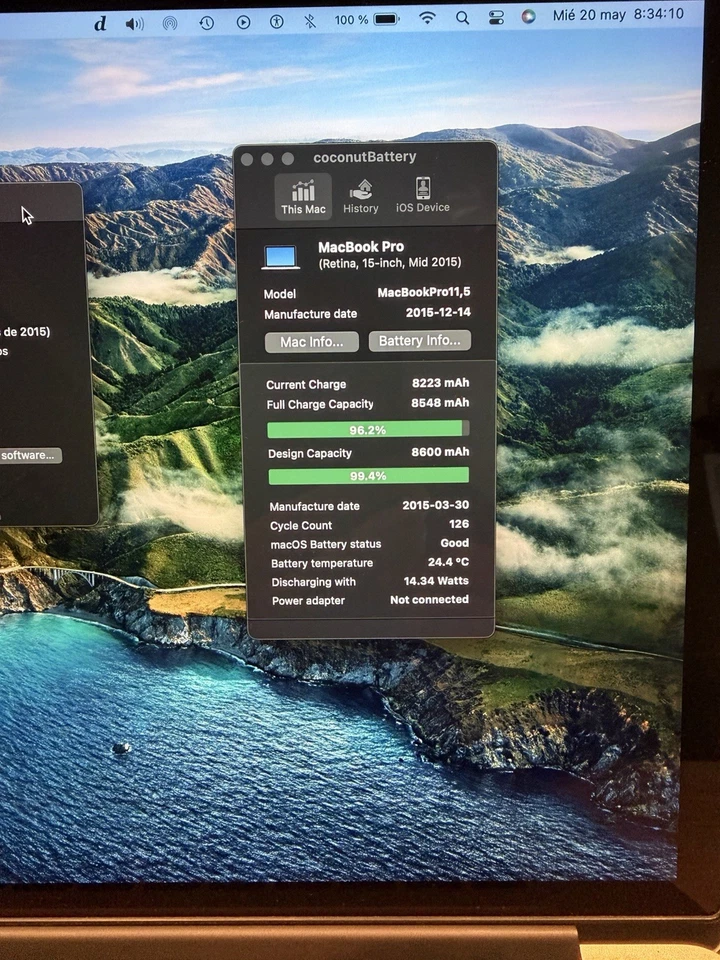Apple MacBook Pro Retina 15,4 Zoll (256GB SSD, Intel Core i7 4.Gen, 2,2GHz_3,3_6, foto 4 de 5