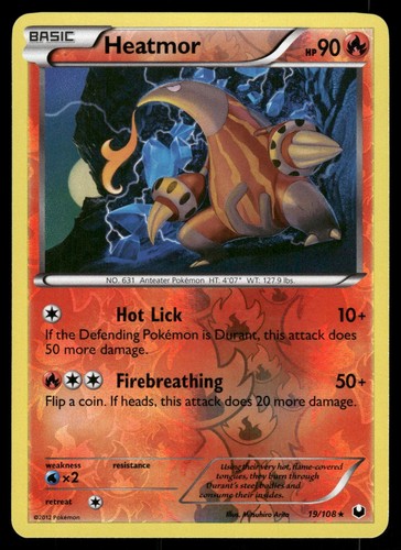 Heatmor 19/108 Rare Dark Explorers Pokemon Reverse Holo Moderately Played