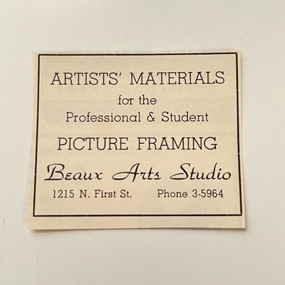 Beau Arts Studio Artist's Materials 1946 AZ Ad TAK2-S28