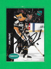 JIM PAEK 1991-92 PARKHURST PITTSBURGH PENGUINS ROOKIE AUTOGRAPH CARD. rookie card picture