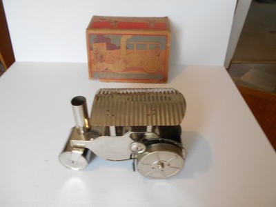Vintage 1927 Lindstrom Wind Up Steam Roller No. 181, 11.5'' L Nickel-Plated Tin
