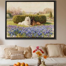 Samoyed Belgian Malinois Watercolor Dog Art Canvas Print for Living Room Decor