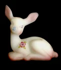 Fenton Glass Deer Figurine Hand Painted White W/Berries And Blossoms Signed