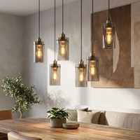 Pendellampe HäNgelampe Esstischlampe Rauchglas 6 Flammig Wohnzimmerlampe H 120Cm