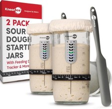 Sourdough Starter Jar W/ Date Marked Feeding Band Thermometer Sourdough Jar