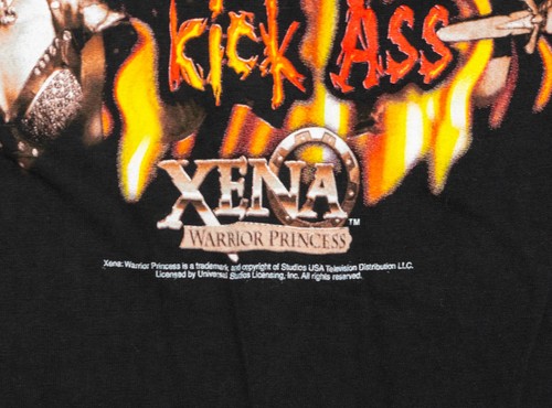 Vintage Xena Warrior Princess Chicks Kick Ass T-Shirt Black L Cygnus NWOT - Picture 4 of 15