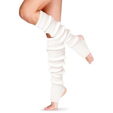 Long Leg Warmers for Women 24 Inch over The Knee Knit Ribbed One Size 1 White