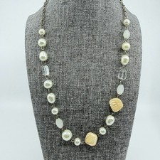 Elegant Statement Faux Pearl Necklace Coastal Chic Textured Shell Bead Jewelry