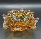 VTG MCM Murano Amber Controlled Bubble Art Glass Cigar Ashtray Bowl 8"x3" GLOWS!