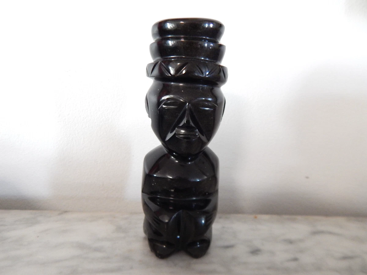 Statuette Guerrier Aztèque – Figurine En Résine Verte – Fabrication Mexicaine (occasion)