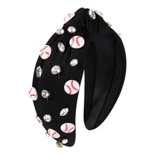 Game Day Headband Baseball Knotted Headband for Women Bejeweled Sports Hairba...