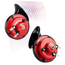 Car Horn, 12V 300DB Super Loud Waterproof Dual Truck Horns, Electric Snail Red