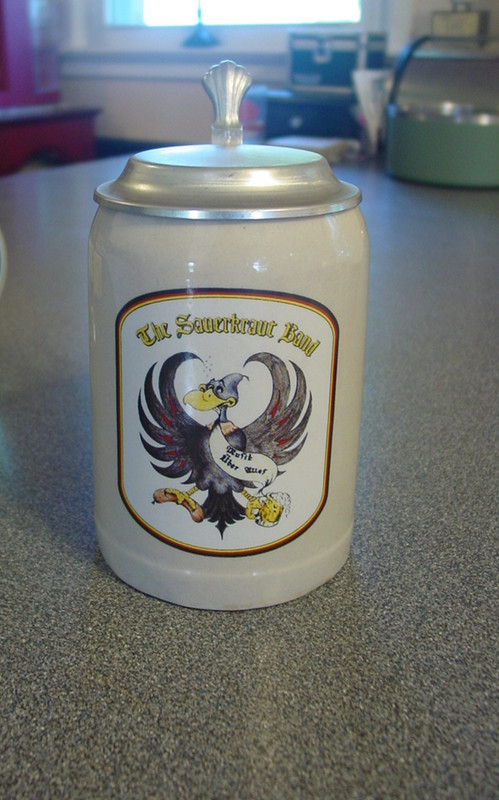 Vintage The Sauerkraut Band Beer Stein w/ Lid German Style Musik Uber Alles VA
