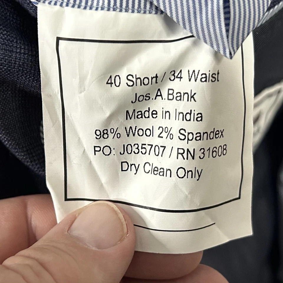 Jos A Bank 40S Tailored Fit Sport Coat Blue Plaid Wool Blend Double Vented - Image 4 of 4