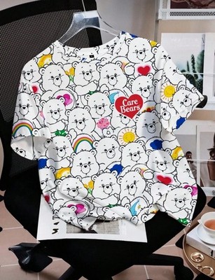 Care Bears Rainbow Graphic Heart Logo Kawaii y2k T-Shirt Top Cutesy EXTRA SMALL