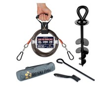 ROYAL PAW Heavy Duty Dog Tie Out Stake and 30ft Cable - Large Dogs up to 300 lbs